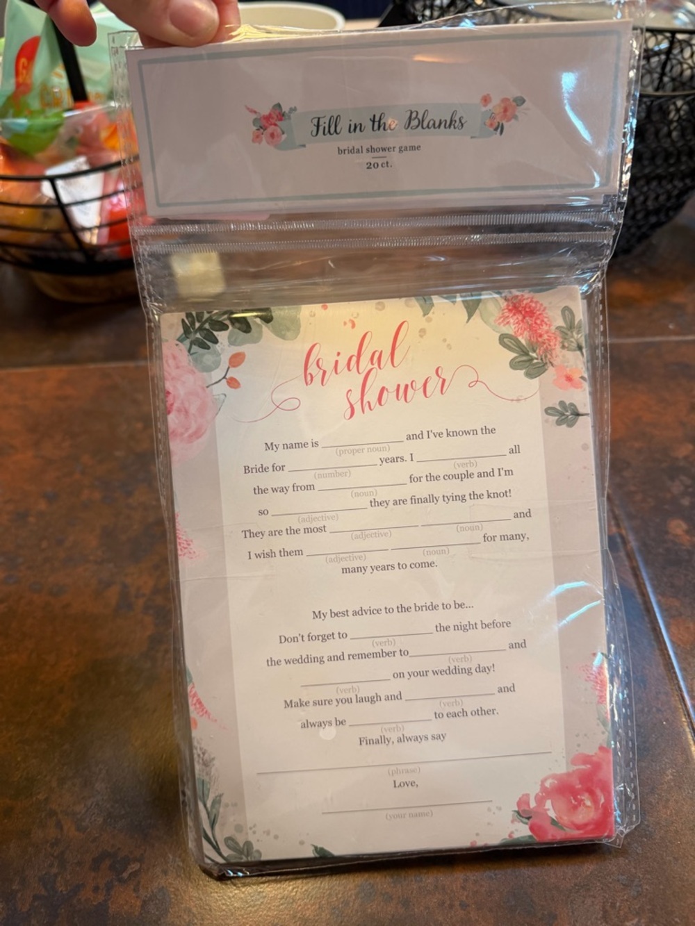 Bridal Shower Fill-in-the-Blanks Game - Pink Floral